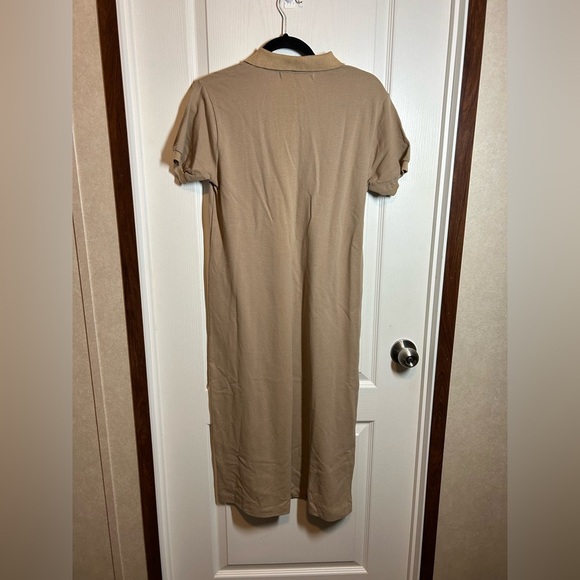 Vintage Jeanne Pierre Classic Tan Polo Dress - Size Large NOS NWT 100% Cotton - Picture 3 of 6